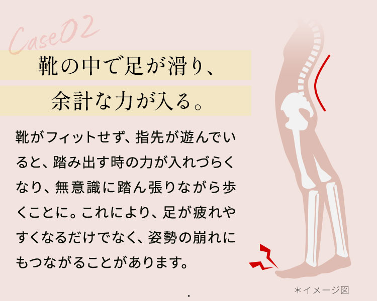 靴の中で足が滑り、余計な力が入る。