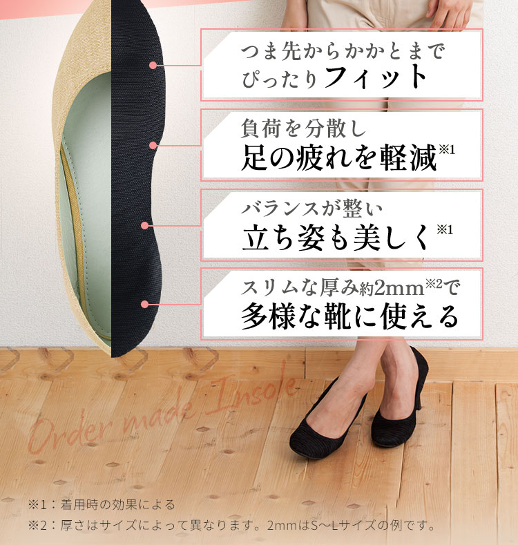 つま先からかかとまでぴったりフィット