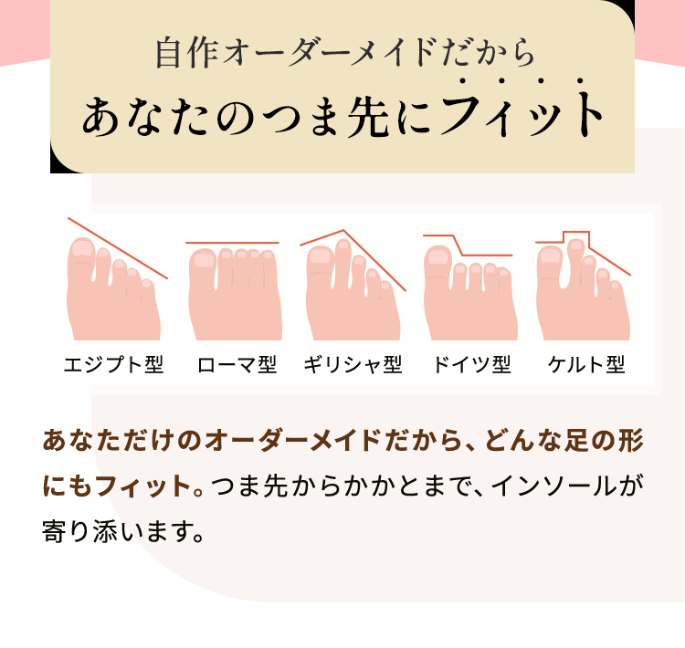 自作オーダーメイドだからあなたのつま先にフィット