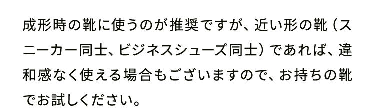 お持ちの靴でお試しください。